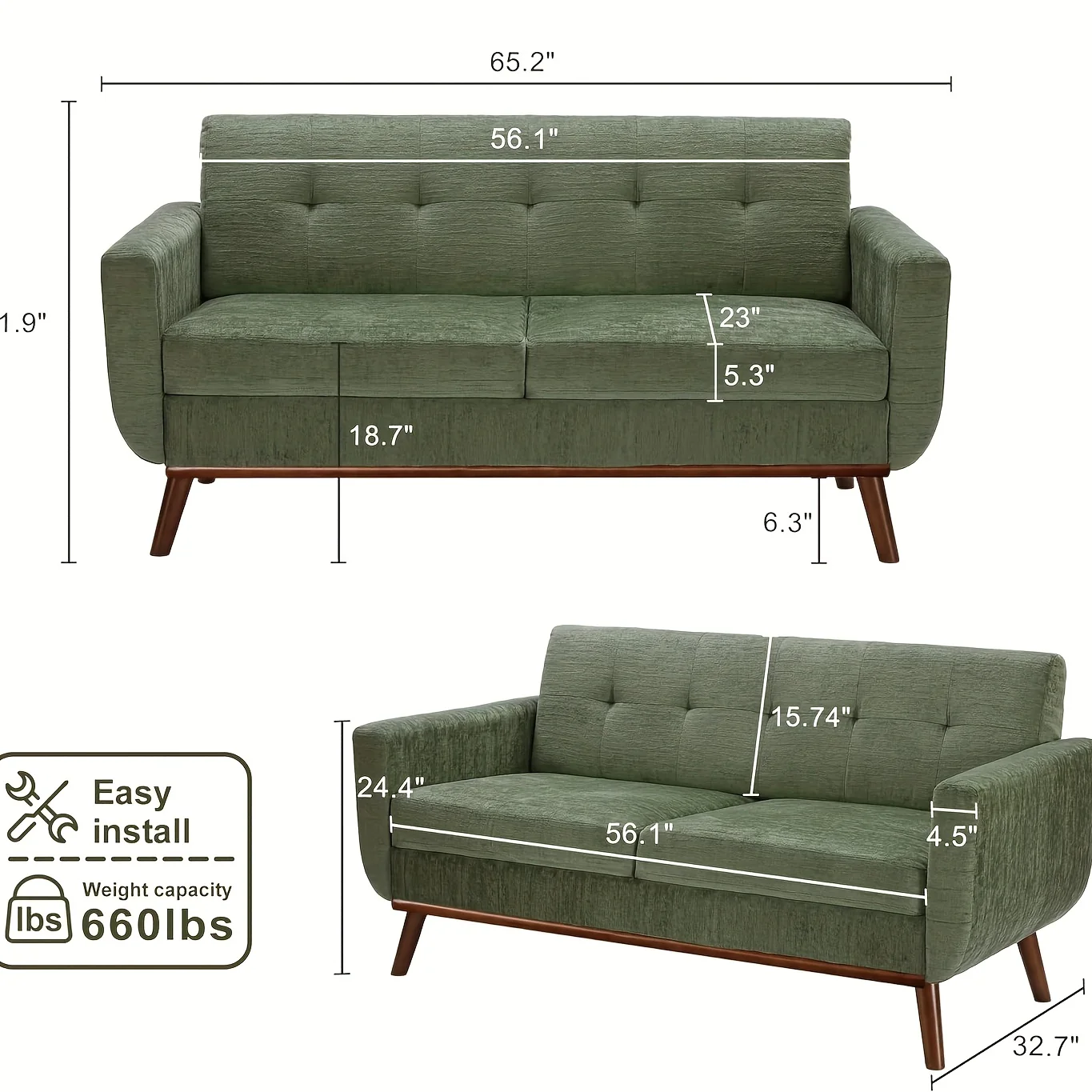Small Upholstered Love Seat Furniture Tbfit 65\